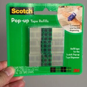 Scotch Pop-up Tape Refills 3 Pads 225 Strips 90-G-C 3M Precut Gift Wrap Tape